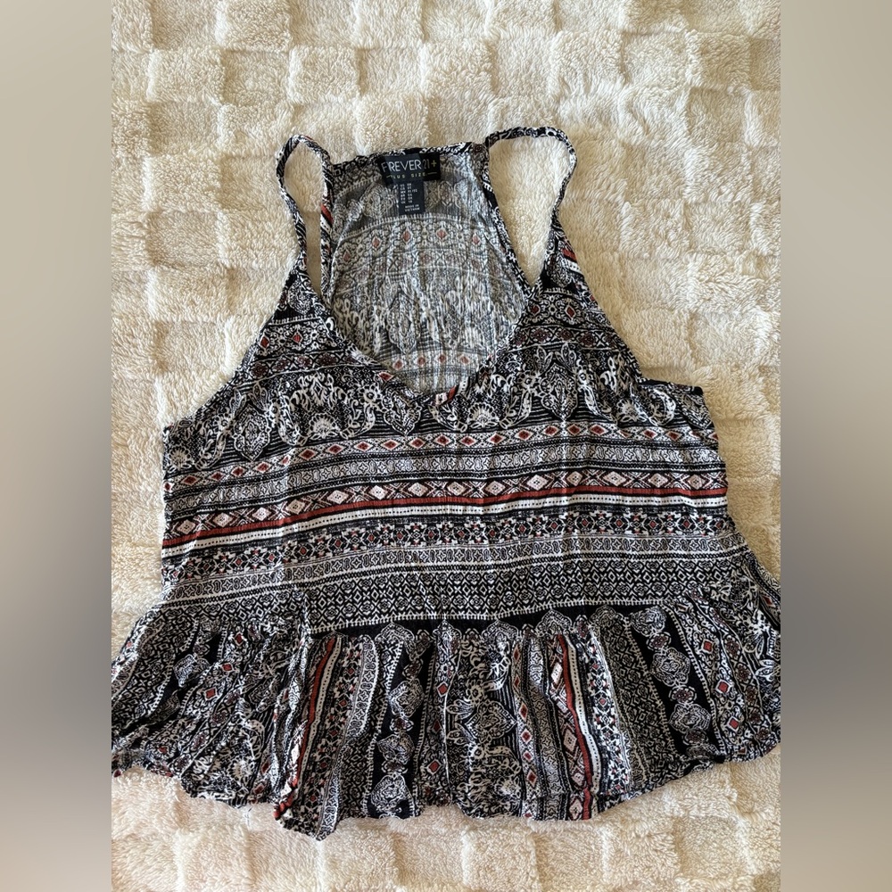 Forever 21 Black and White Boho Camisole